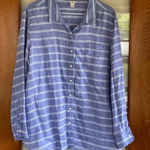 LLBean striped linen shirt Cool & breezy! - Picture 8 of 8